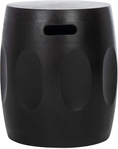 SAFAVIEH Outdoor Zuri Black Modern Concrete Round Accent Table