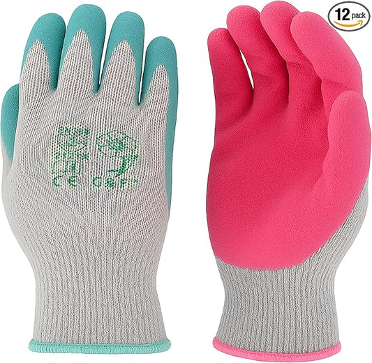 G & F Rubber Latex Double Coated Work Gloves for Construction, gardening gloves, heavy duty Cotton Blend