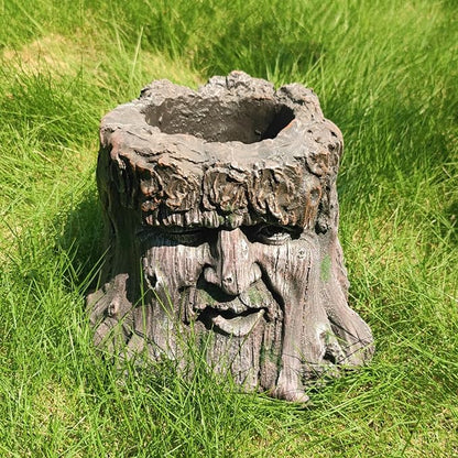 10''H Tree Face Planters Pots Head Planter Magnesium Oxide Head Face Planter Pot Tree Stump Face Flower Plant Pots for Indoor/Outdoor Garden Yard Porch Patio Decor