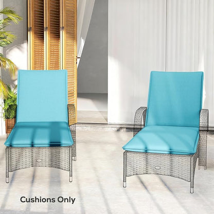 Outsunny Outdoor Lounge Chair Cushion Set of 2, UPF50+ 200gsm Fabric and 25D High-Density Foam, Foldable Patio Chaise Lounge Cushion Set, Fade Resistant for Lawn Pool, 76" x 23", Light Blue