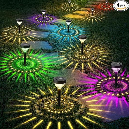 Vangue Solar Lights Outdoor Garden, 2025 New Dynamic Running Light, IP65 Waterproof Dual-Mode Solar Powered Outdoor Lights for Pathway Lawn Patio Yard Landscape Driveway (4)