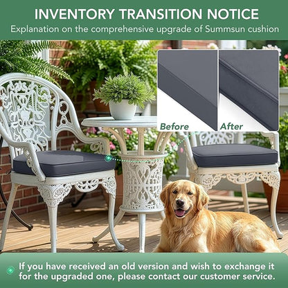 Outdoor Chair Cushions Set of 4: Waterproof & Fade Resistant Patio Furniture Cushions - 18.5 x 16 x 2 Inch Non Slip Round Corner Seat Cushion Pads with Removable Cover for Garden Yard Lawn, Dark Grey