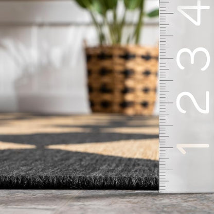 nuLOOM Outdoor Performance Collection Sabina Dark Grey/Ivory, 2' x 10', Soft, High Traffic, Stain Resistant, Easy Clean, Durable Runner for Indoor/Outdoor Patio, Deck, Porch, Garden, Courtyard