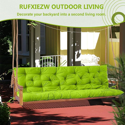 2/3 Seater Swing Replacement Cushion, Waterproof Porch Swing Cushions with Backrest, Thickened Bench Cushions for Outdoor Furniture, for Outdoor Patio Swing (Grass Green, 60 * 40 in)