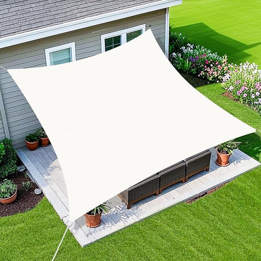 Amagenix Sun Shade Sail 12X15 Curved Edge Outdoor Shade Canopy White Breathable 95% UV Block Shade Cloth for Patio Garden Backyard (We Make Custom Size)