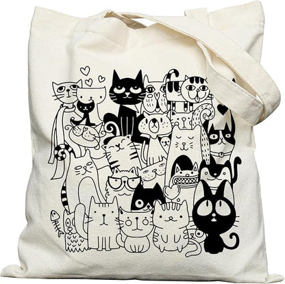 METALPHA Aesthetic Tote Bag for Women Girls - Resuable Double-Sided Printed Canvas Tote Bag with Snap Closure and Pocket