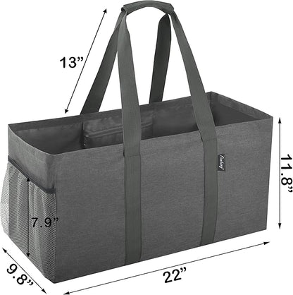 Finnhomy 42L Extra Large Utility Tote Bag, Oxford Fabric Reusable Folding Grocery Bags with Handles and Pockets, 2 Pack