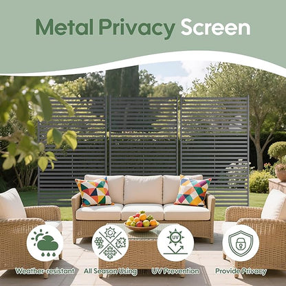 Outdoor Privacy Screens Freestanding, 72" H×48" W Metal Privacy Fence Screen for Outside, Rustproof Privacy Panels Privacy Wall, Decorative Fences for Patio, Deck, Lawn Garden, Backyard