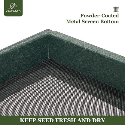 Kingsyard 2 Pack Platform Bird Feeder Tray for Outdoor Hanging - Durable Recycled Plastic & Metal Mesh, Large 3.5 lbs Capacity, Ideal for Attracting Large Birds, Green