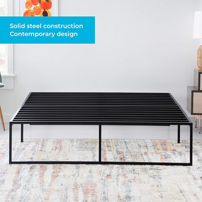 Linenspa Folding Metal Platform Bed Frame - Easy Assembly - Sturdy Steel - No Box Spring Needed - Underbed Storage - Mattress Foundation - 14" High - Traditional Design - Twin XL Size