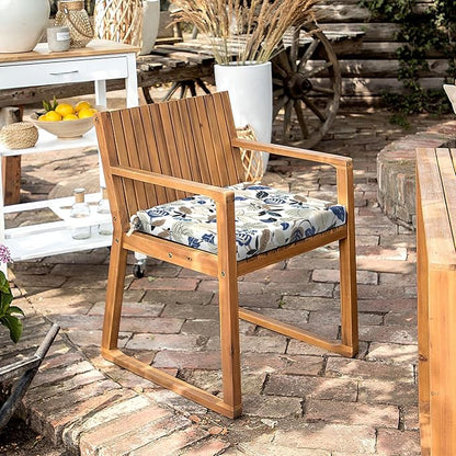 LVTXIII Outdoor Chair Cushions, Fade-Resistant Patio Furniture Cushions Outdoor Chair Pads with Ties for Dining Chairs and Garden Furniture Use, 18.5"x16"x2" 2 Pack, Breeze Leaves Beige