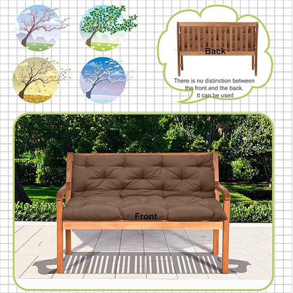 Replacement Cushions for Outdoor Swing, Outdoor Cushions for Patio Furniture with Backrest, Waterproof Thicken 4" Porch Swing Cushions, for Outdoor Patio Garden Furniture(Brown 40 * 47 in)