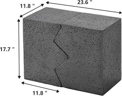 SUNBURY Concrete Side Table Set of 2, Outdoor Side Table Combine for Patio, Outdoor Accent Table Patio End Table in Spotted, Ceramic Garden Stool for Sunroom, Rectangular, Dark Grey