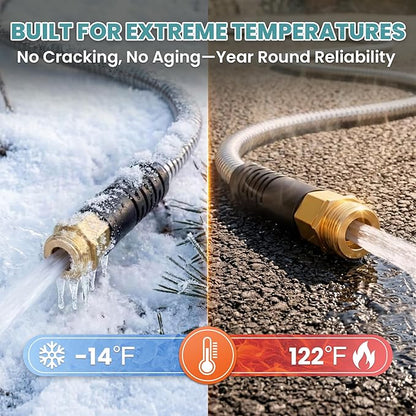 Cesun 25 ft Metal Garden Hose, Stainless Steel Heavy Duty Water Hose With 10 Function Nozzle, No Kink & Flexible, Lightweight and Durable, Rust Proof for Yard, RV, Pet Bath, Outdoor, 25 foot x 5/8"