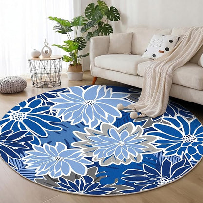 ZonLi Colorful Outdoor Rug 6x6Ft Waterproof Multicolored Indoor Area Rug Washable Outdoor Patio Rugs Tropical Floral Non Slip Outdoor Carpet for Living Room, Pool,Backyard,Deck,Camping