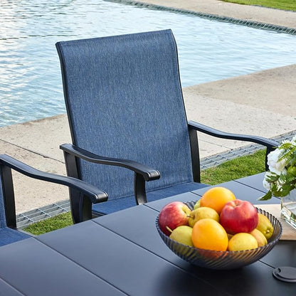 VICLLAX 3 Pieces Small Outdoor Furniture, 2 Patio Swivel Chairs and Small Square Outdoor Table for 2, Blue Chairs & Black