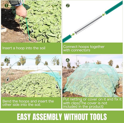 Joyhalo Garden Hoops for Raised Beds, 72pcs (12 Sets) Fiberglass Hoops with PVC Coating, DIY Greenhouse Tunnel for Row Cover, Bird Netting & Plant Protection, Extend Growing Season