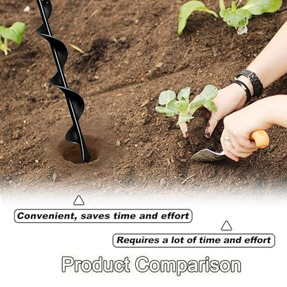 1.7"x15" Garden Auger Drill Bit for Planting Solid Shaft Bulb Auger, Heavy Duty Garden Spiral Drill Bit for Auger Post Hole Digger, 3/8” Hex Drive Drill