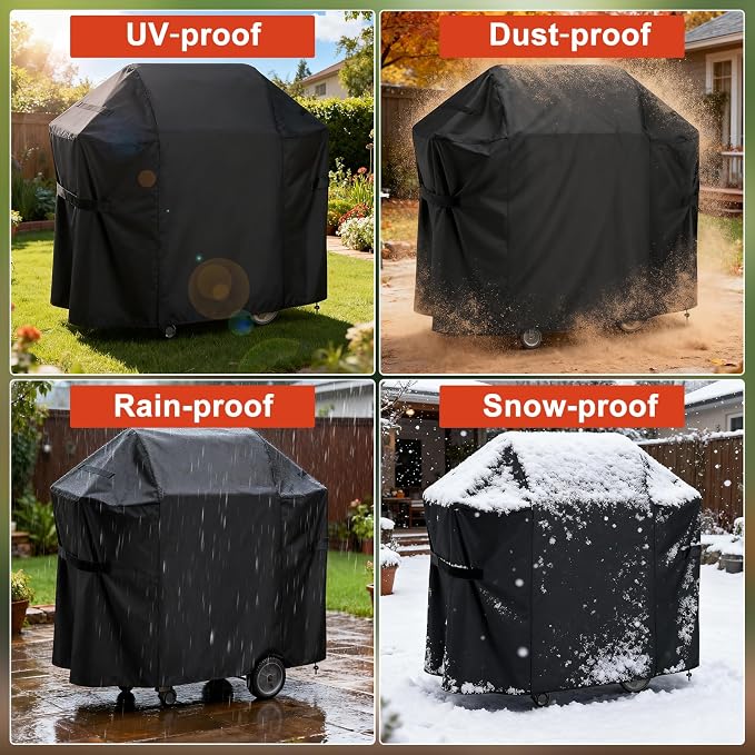 LBTING Grill Cover, 44-inch Heavy Duty 300D Oxford Waterproof Windproof UV Resistant BBQ Gas Grill Cover for Outdoor Barbecue Fit Most Brands Weber, Brinkmann, Char Broil, Holland
