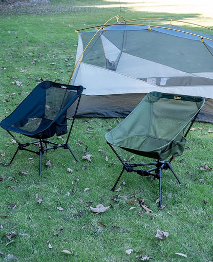 iClimb Ultralight Compact Camping Folding Beach Chair with Anti-Sinking Large Feet and Back Support Webbing (Green - Triangular Frame)