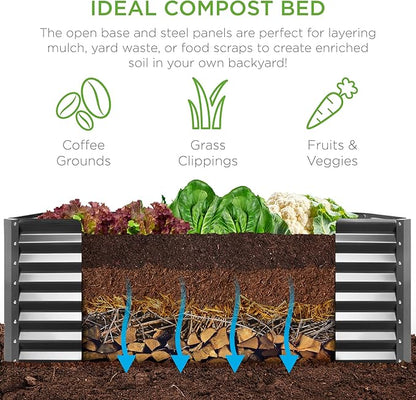 Best Choice Products 6x3x2ft Outdoor Metal Raised Garden Bed, Deep Root Box Planter for Vegetables, Flowers, Herbs, and Succulents w/ 269 Gallon Capacity - Gray