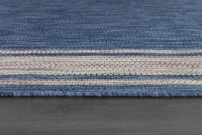 Beverly Rug Outdoor Rug 6x9 Modern Bordered Area Rugs for Indoor and Outdoor Patio Deck Porch Garden Waterproof Weather Sun Resistant Washable Outside Carpet (6 x 9 Navy)