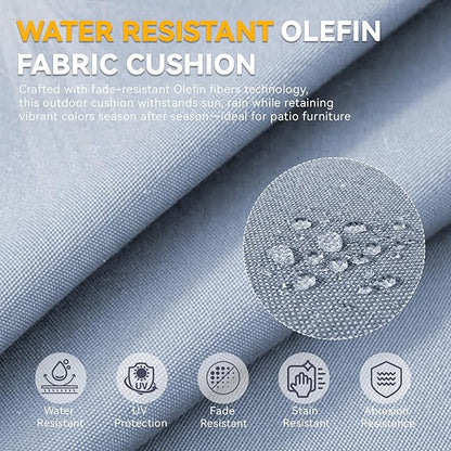 Patio Cushions for Outdoor Furniture - 22" x 25" x 4" UV Resistant Thick Foam Cushions Water Resistant Replacement Cushion for Outdoor Patio Furniture Chair/Sofa/Couch | Baby Blue | 5-Pack |