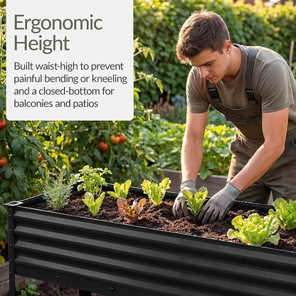 Best Choice Products 48x24x30in Galvanized Raised Garden Bed, Metal Elevated Planter Box, Vegetable Garden for Backyard, Patio, Balcony, 100% Non Toxic Materials - Black