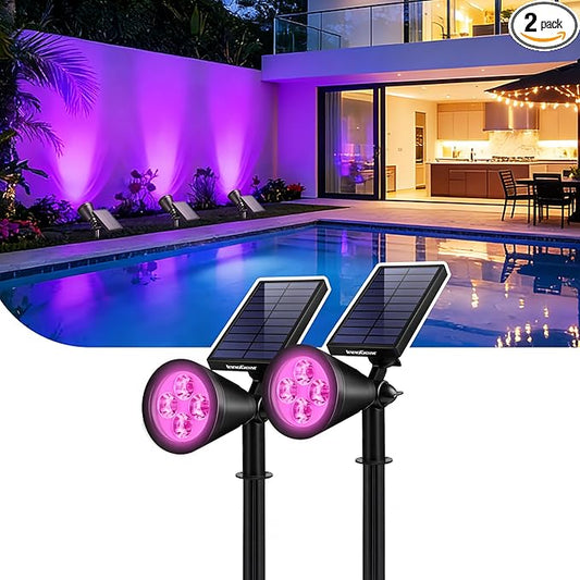 InnoGear Solar Lights Outdoor Waterproof Halloween Christmas Solar Garden Light for Outside Yard Landscape Lighting Pathway Spot Lights Spotlight Wall Light Auto On/Off, 2 Pack (Violet Purple Light)