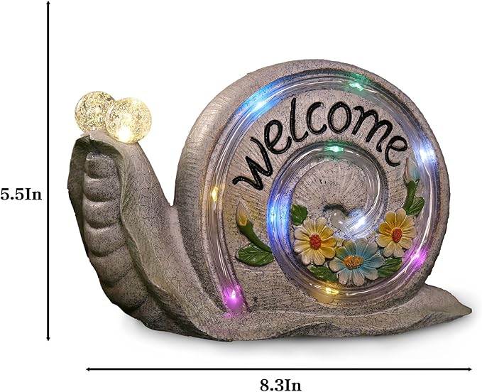 Outdoor Snail Garden Statues with Solar Lights, Snail Figurine Garden Decor for Outside, Yard Decorations Outdoor for Patio Porch Lawn Backyard Decor, Gardening Birthday Gifts for Women Mom Grandma