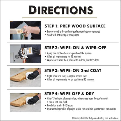 Watco A65741 Danish Oil Wood Finish, Quart, Natural