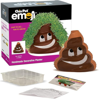 Chia Pet Emoji Poopy with Seed Pack, Decorative Pottery Planter, Easy to Do and Fun to Grow, Novelty Gift, Perfect for Any Occasion