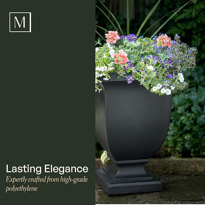 Mayne Augusta 26-Inch Tall Planter – Self-Watering, Weather-Resistant Planter for Flowers – Durable Indoor/Outdoor Design for Patio, Porch, or Entryway