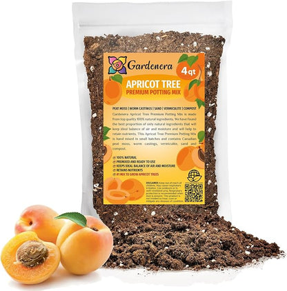 Gardenera Premium Apricot Potting Soil Mix - Ideal Nutrient Blend for Growing Robust, Flavorful, and Bountiful Apricots - 2 Quart