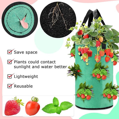 Boao 6 Pieces 3 Gallon Tomato and Herb Planter Hanging Aeration Fabric Strawberry Grow Bags Hanging Strawberry Planter Upside Down Tomato Plant Hanger Vegetable Planting Bags for House(Green)