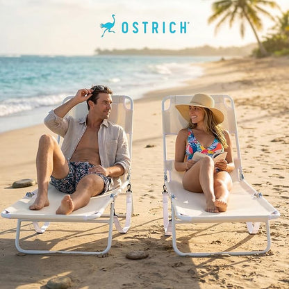 Ostrich 72 by 22 Inch Versatile Chaise Lounge Portable Reclining Lounger, Outdoor Patio, Beach, Lawn, Camping, or Pool Tanning Chair, White