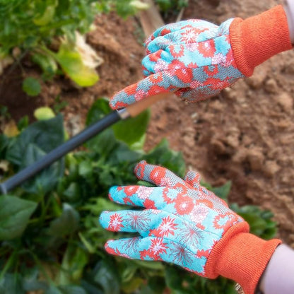 HANDLANDY 4 Pairs Women Garden Gloves, Cotton Ladies Soft Jersey Gardening Gloves with PVC Dots, Floral Yard Work Gloves