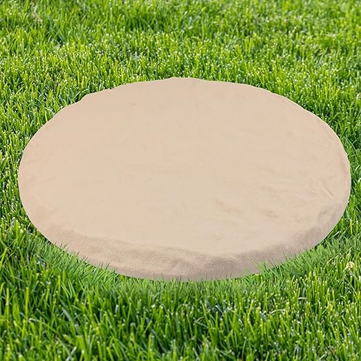 4Pcs Round Beige Stepping Stones Outdoor Garden Walkway, Durable Plastic Pavers for Patio, Pathway, and Landscaping, Weatherproof Stepping Stones with Ground Stakes for Easy Installation