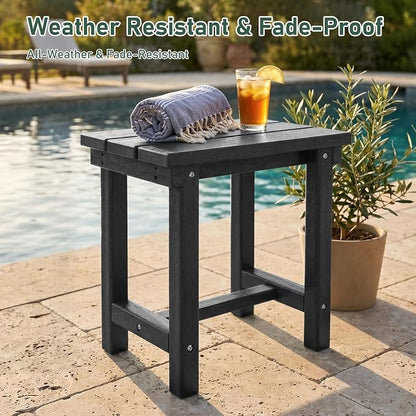 Furnimart Adirondack 16.5" Square Outdoor Side Table, Extra-Thick HDPE Weather-Resistant Small Patio Table, Black Outdoor End Table for Garden Balcony Yard Deck Poolside(Black)