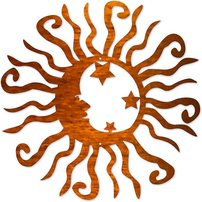 Riverside Designs Wacky Solar Moon Metal Wall Art Steel Outdoor Decor | Heavy-Duty and Waterproof | Made in USA (Copper, 36L x 36W)