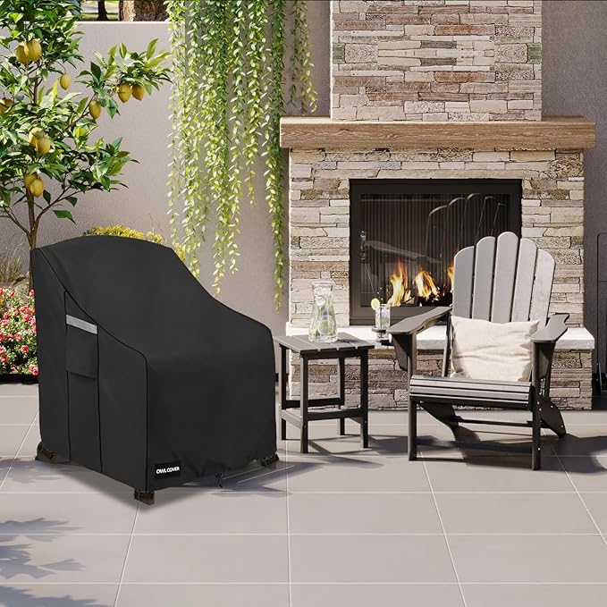 Outdoor Chair Covers 32" W x 35" D x 36" H,600D Heavy Duty Waterproof Patio Chair Cover,Outdoor Furniture Covers for Lawn/Garden Chiar,Black