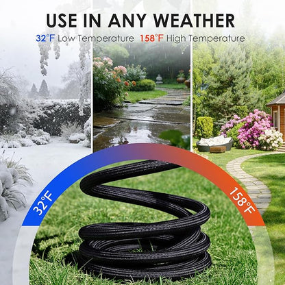 Garden Hose 50 FT, Non-Expanding Lightweight Water Hose with 10 Function Nozzle, Flexible, Kink Free, Wear-Resistant Fabric Leak Proof Garden Hoses for Outdoor, Yard, Lawn, Car, Marine, RV, Pet Bath