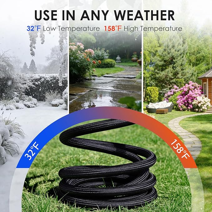 Garden Hose 75 FT, Non-Expanding Lightweight Water Hose with 10 Function Nozzle, Flexible, Kink Free, Wear-Resistant Fabric Leak Proof Garden Hoses for Outdoor, Yard, Lawn, Car, Marine, RV, Pet Bath