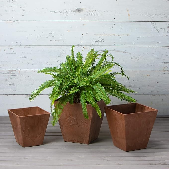 Novelty Artstone 35069 Ella Square Planter, Rust 6"