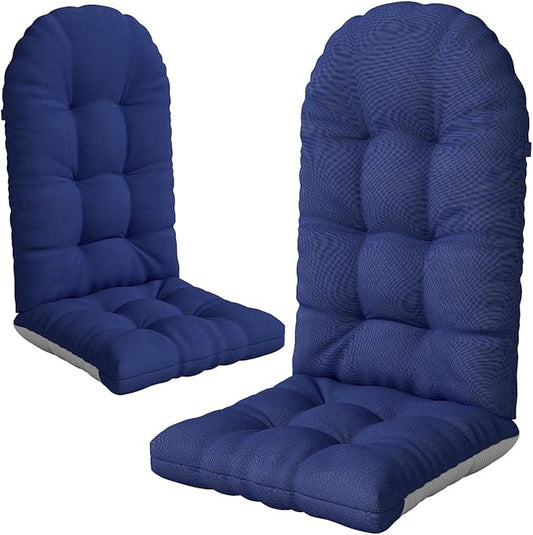 Adirondack Chair Cushion Set of 2, Thickened Patio Chair Cushions with Ties, Waterproof and UV-Protected Rocking Chair Cushion for Indoor and Outdoor, Navy Blue.
