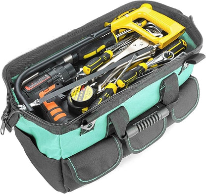 Women Heavy Duty Tool Bag with Molded base,Garden Storage Organizer for Tools,16 x 7.5 x 10.5 inches,600D Polyester Fabric(Teal)