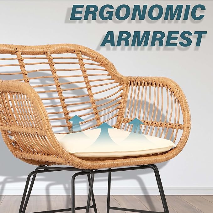3 Piece Patio Set,Outdoor Bistro Set,Balcony Furniture,Wicker Patio Chairs,Front Porch Furniture,Outdoor Chairs Set of 2