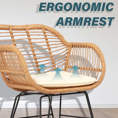 3 Piece Patio Set,Outdoor Bistro Set,Balcony Furniture,Wicker Patio Chairs,Front Porch Furniture,Outdoor Chairs Set of 2