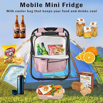 Kikerike Backpack Stool Cooler Chair Heavy Duty 300 LBS Max Load Portable Lightweight Stool Backpack Folding Fishing Cooler Seat for Camping Hunting Fishing