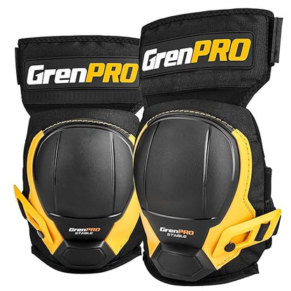 Black Knee Pads for Work - Heavy Duty EVA & Gel Support for Construction, Flooring, Gardening and Cleaning